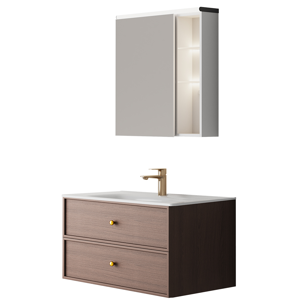 BC6302-080陶瓷盆款 生态实木浴室柜