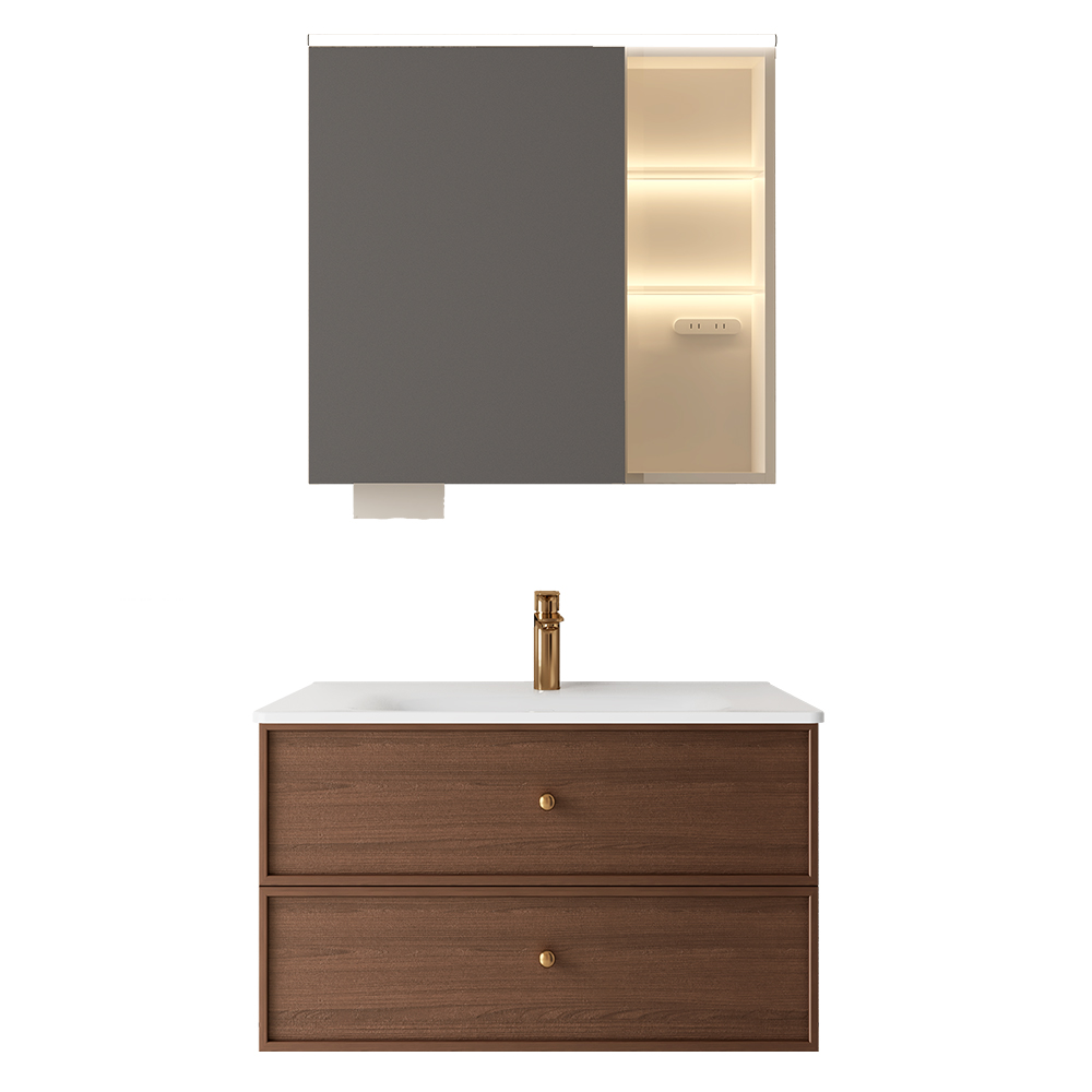 BC6302-080陶瓷盆款 生态实木浴室柜