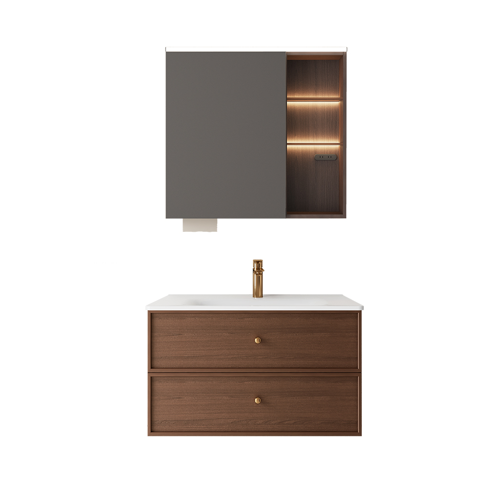 BC6302-080陶瓷盆款 生态实木浴室柜