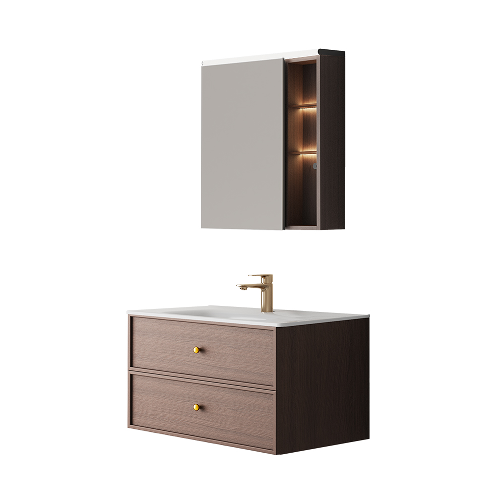 BC6302-080陶瓷盆款 生态实木浴室柜