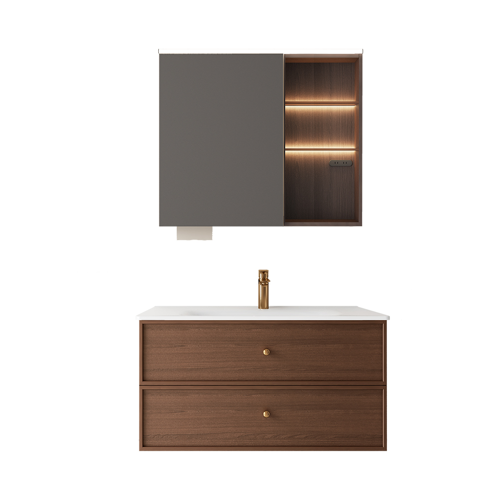 BC6302-090陶瓷盆款 生态实木浴室柜